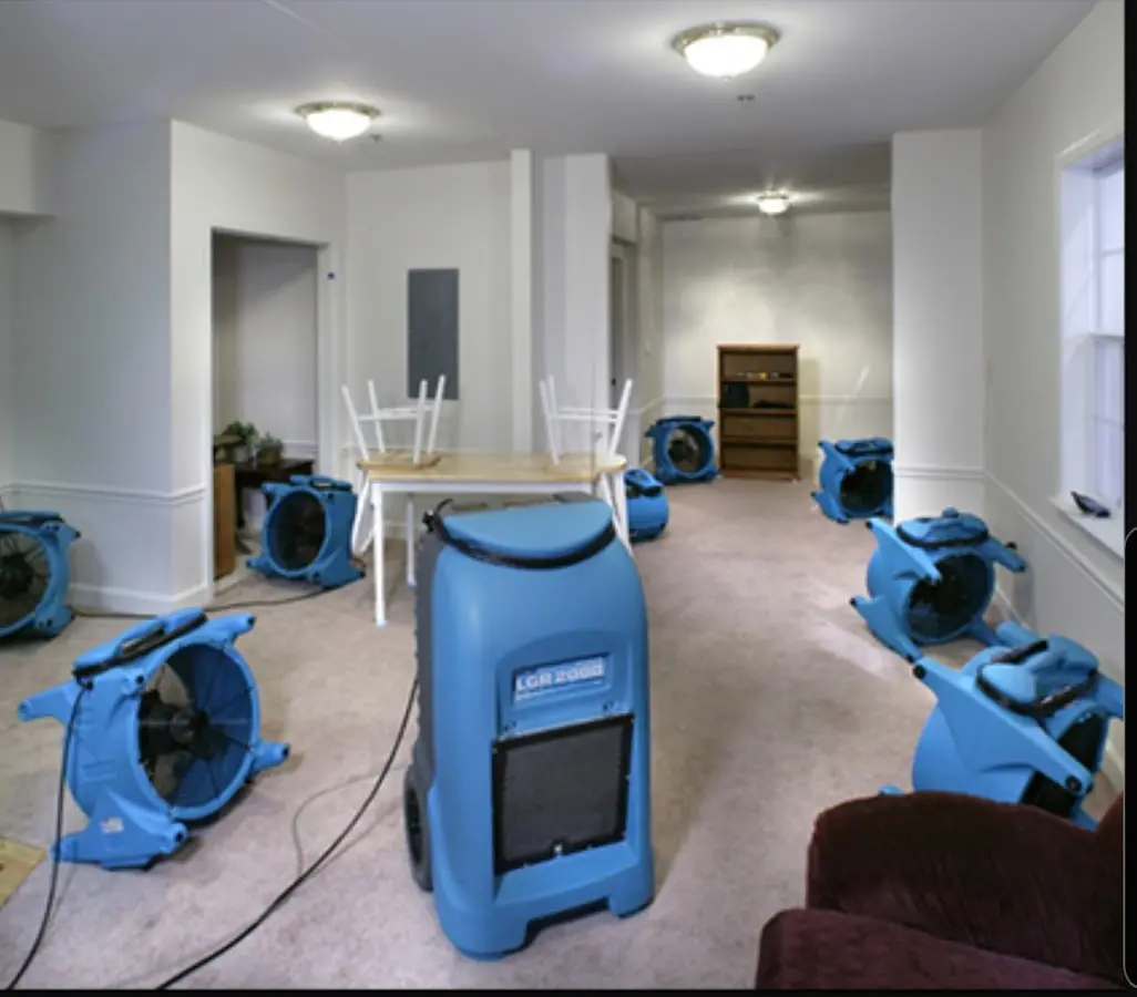 Air movers and dehumidifier setup for Water Extraction & Removal in Meadowbrook